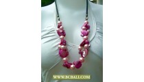 Pink Shells Nugets and Pearls Necklace Fashion